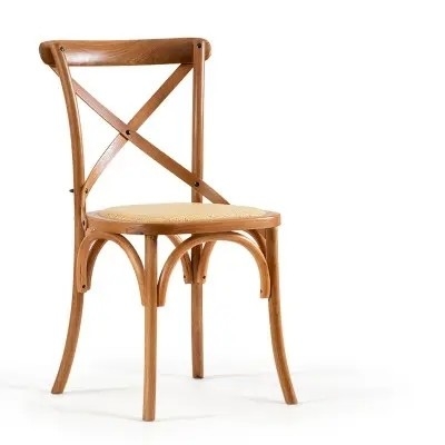 Silla de comedor moderna de madera con ratán tejido, colores personalizables