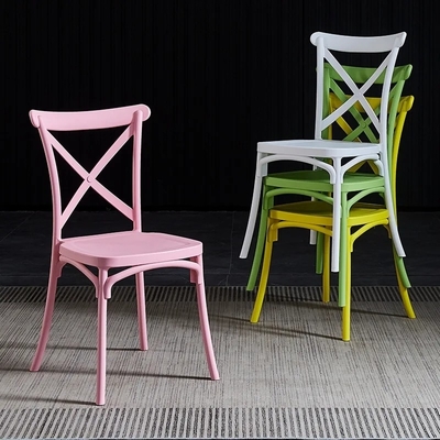 Modern PP Plastic Dining Chair X Cross Back Stackable Custom Colors