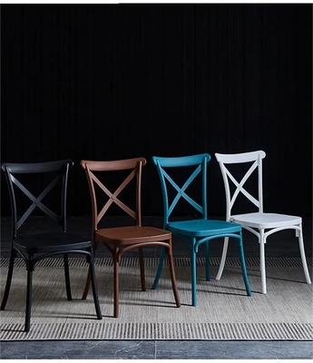 Modern PP Plastic Dining Chair X Cross Back Stackable Custom Colors