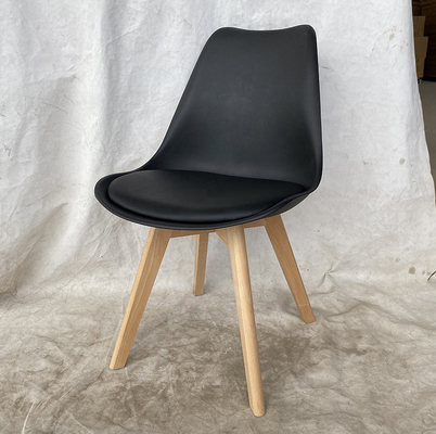 Modern Plastic Dining Chair with Beech Wood Legs