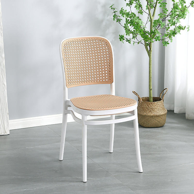 Modern Plastic PP Dining Chair Black High Back Rattan Seat
