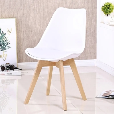 Modern Yellow PU Cushion Plastic Dining Chair with Beech Wood Legs