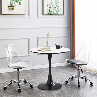 Modern Clear Acrylic Swivel Chair with Metal Base and PP Cushion
