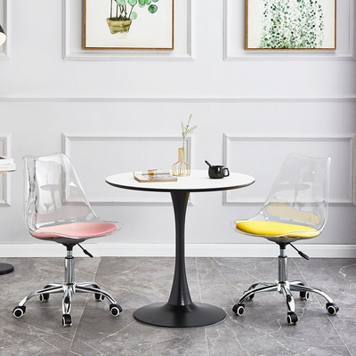 Modern Clear Acrylic Swivel Chair with Metal Base and PP Cushion