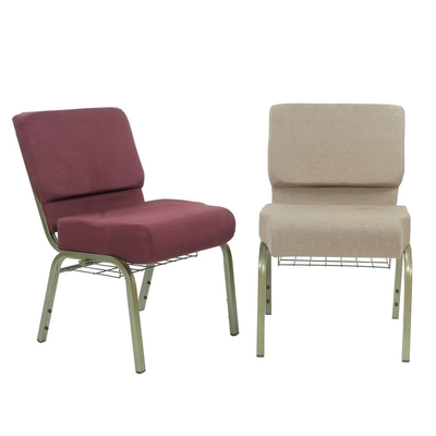 Stackable Navy Blue Fabric Church Chairs with Metal Legs