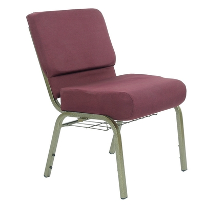 Stackable Navy Blue Fabric Church Chairs with Metal Legs