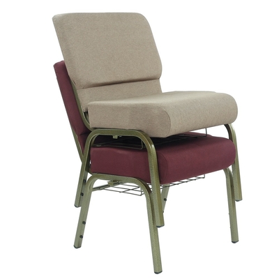 Stackable Navy Blue Fabric Church Chairs with Metal Legs