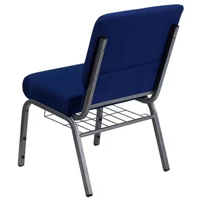 Navy Blue Fabric Stacking Church Chairs with Iron Frame