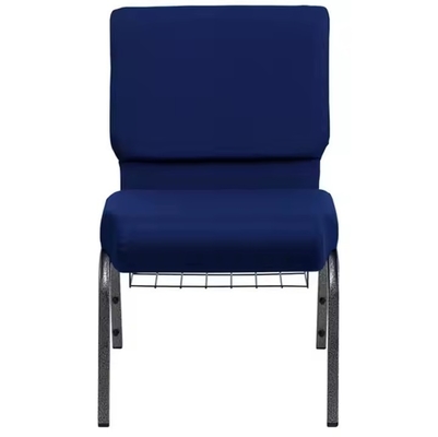 Navy Blue Fabric Stacking Church Chairs with Iron Frame