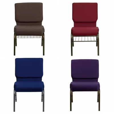 Navy Blue Fabric Stacking Church Chairs with Iron Frame