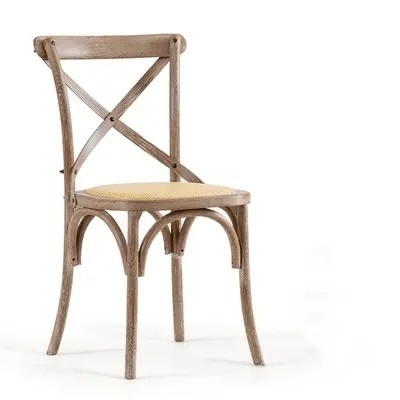 Silla de comedor moderna de madera con ratán tejido, colores personalizables