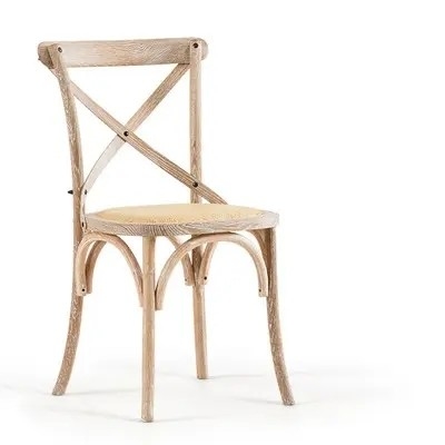 Silla de comedor moderna de madera con ratán tejido, colores personalizables