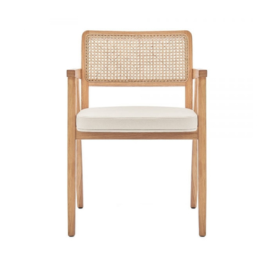 Stackable Wooden Dining Chair with Rattan Back Contemporary Design