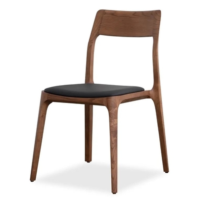 Solid Acacia Wood Dining Chair PU Leather OEM Armless