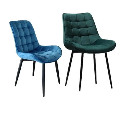 Custom Velvet Upholstered Dining Chair with Metal Legs