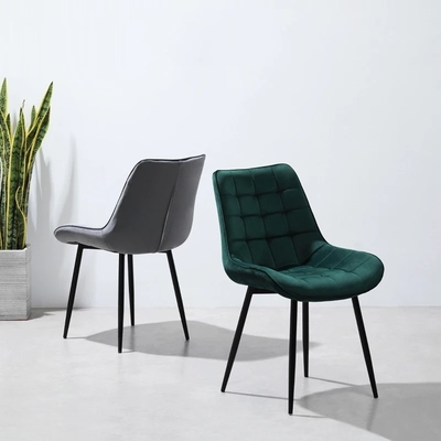 Custom Velvet Upholstered Dining Chair with Metal Legs