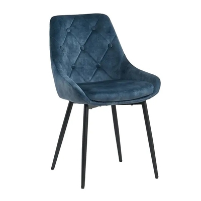 Modern Blue Velvet Dining Chair with Metal Legs