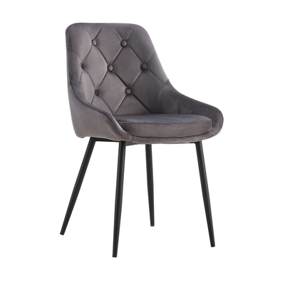 Modern Blue Velvet Dining Chair with Metal Legs