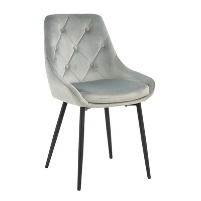 Modern Blue Velvet Dining Chair with Metal Legs