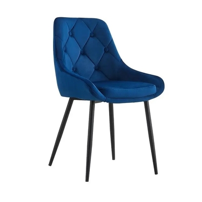 Modern Blue Velvet Dining Chair with Metal Legs