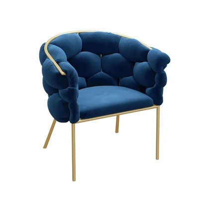 Modern Velvet Tufted Dining Chair with Metal Legs - Beige