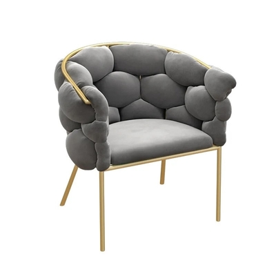 Modern Velvet Tufted Dining Chair with Metal Legs - Beige