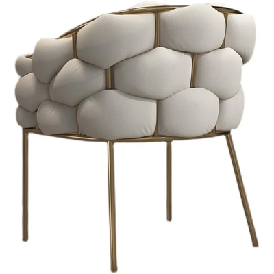 Modern Velvet Tufted Dining Chair with Metal Legs - Beige