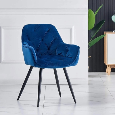 Nordic Velvet Upholstered Dining Chair with Metal Legs