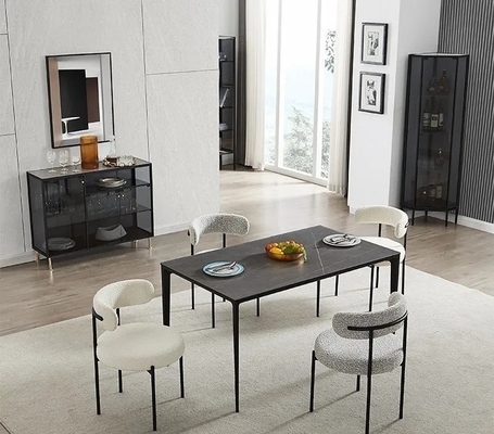 Adjustable Fabric Upholstered Dining Chair with Metal Legs