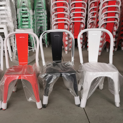 Modern Iron Dining Chair Orange Powder Coated Stackable Bistro