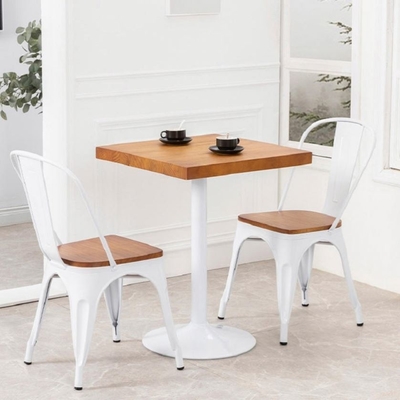Stackable Metal Dining Chair with Elm Cushion Contemporary Design