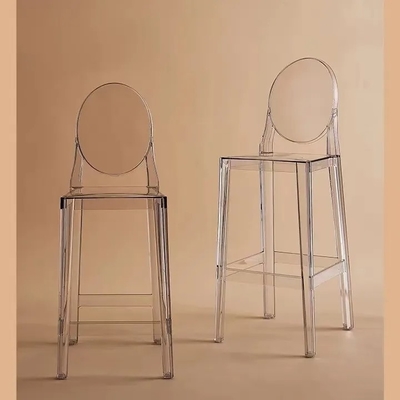 Clear Acrylic Stackable Bar Stools with Curved Backrest
