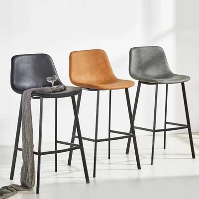 Commercial PU Leather Bar Stools with Iron Legs