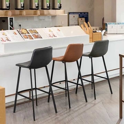 Commercial PU Leather Bar Stools with Iron Legs