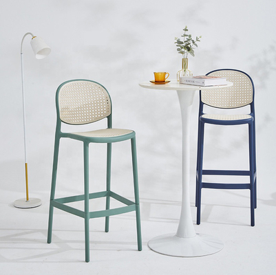 Modern PP Plastic Rattan Bar Stool Custom Color Commercial Furniture
